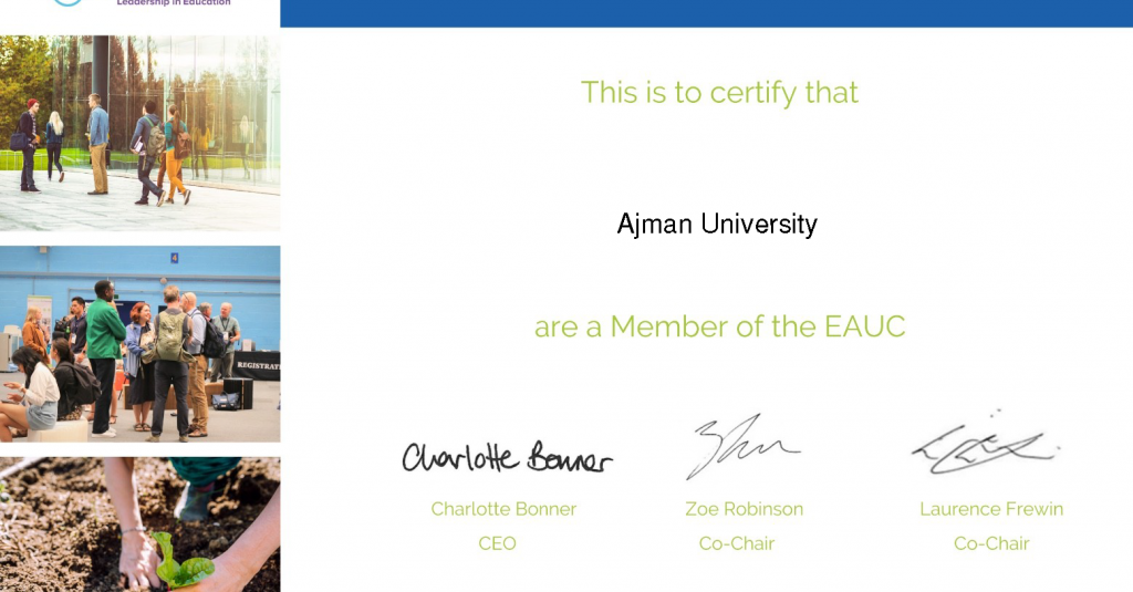 Ajman University Joins the Alliance for Sustainability Leadership in Education (EAUC)