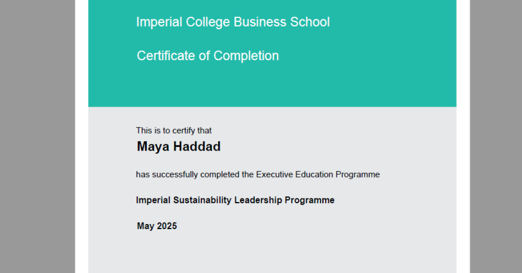Imperial College London Sustainability Leadership Programme