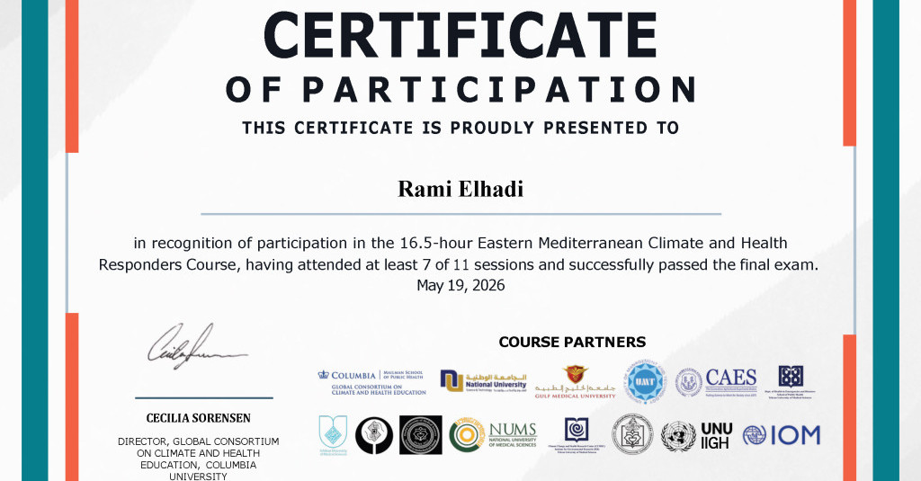 Ajman University’s Office of Sustainability Strengthens Climate and Health Expertise Through Regional Course